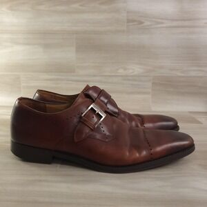 Magnanni Shoes Mens Size 13 M Brown Leather Monk Strap Cap Toe Dress Buckle